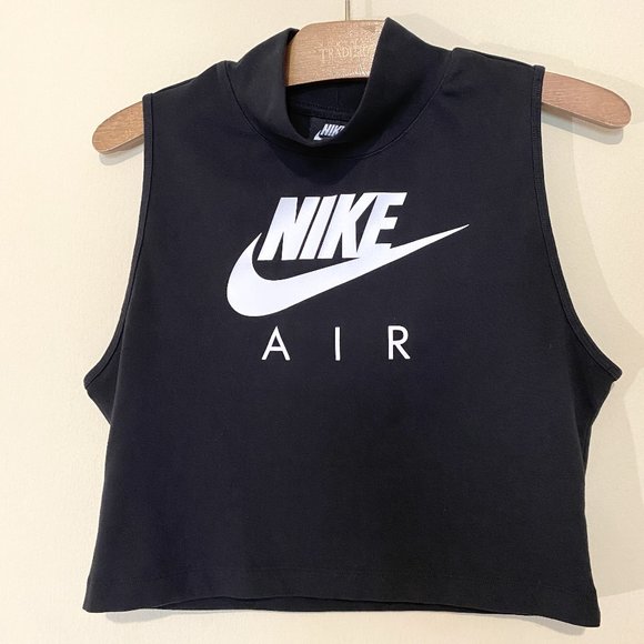 Nike Swoosh Logo Mock Neck Crop Tank Top - Picture 1 of 3